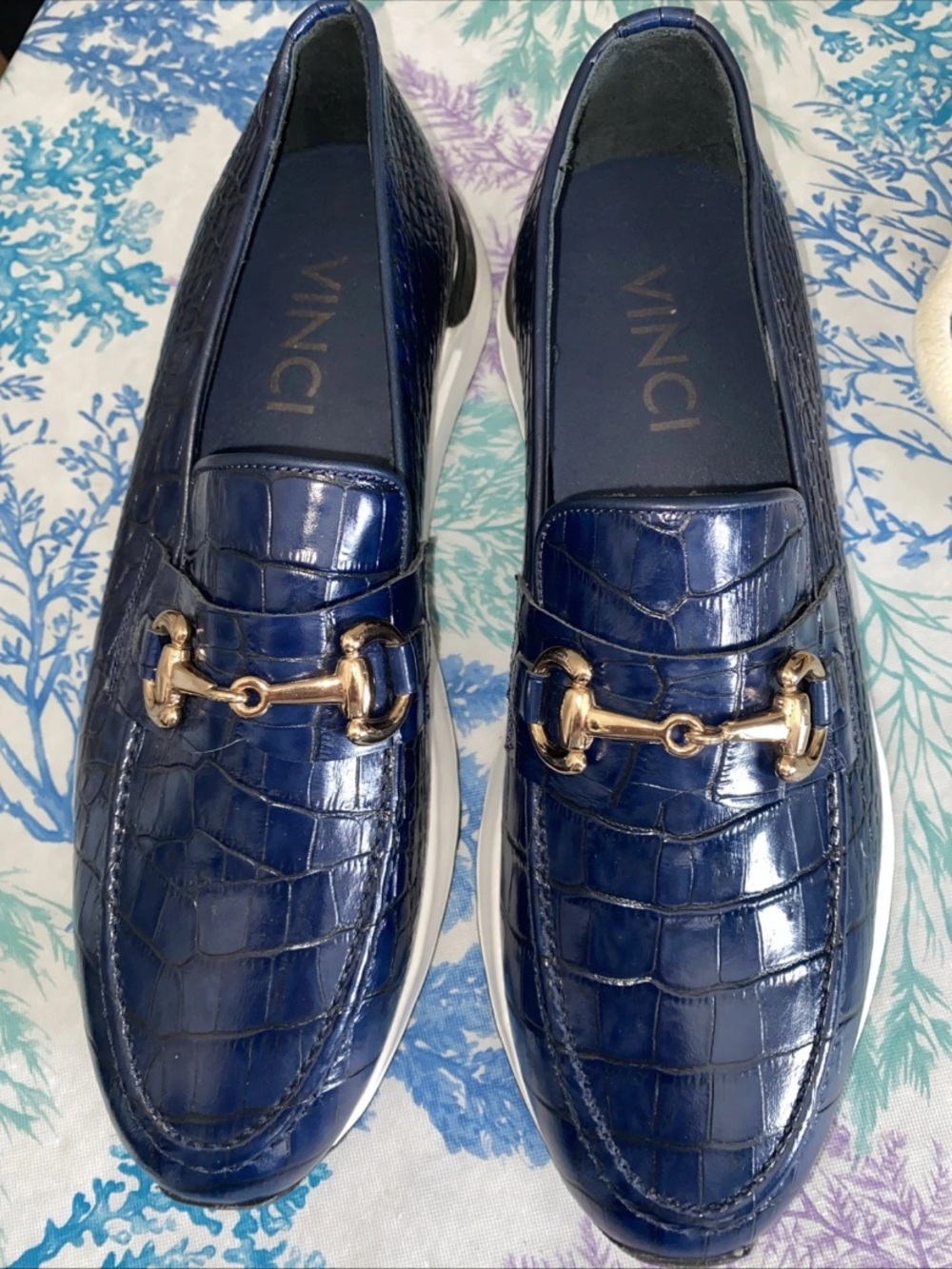Vinci The Milan Navy Croc-Embossed Leather Women Sneaker EUR 41 US 10 Women’s